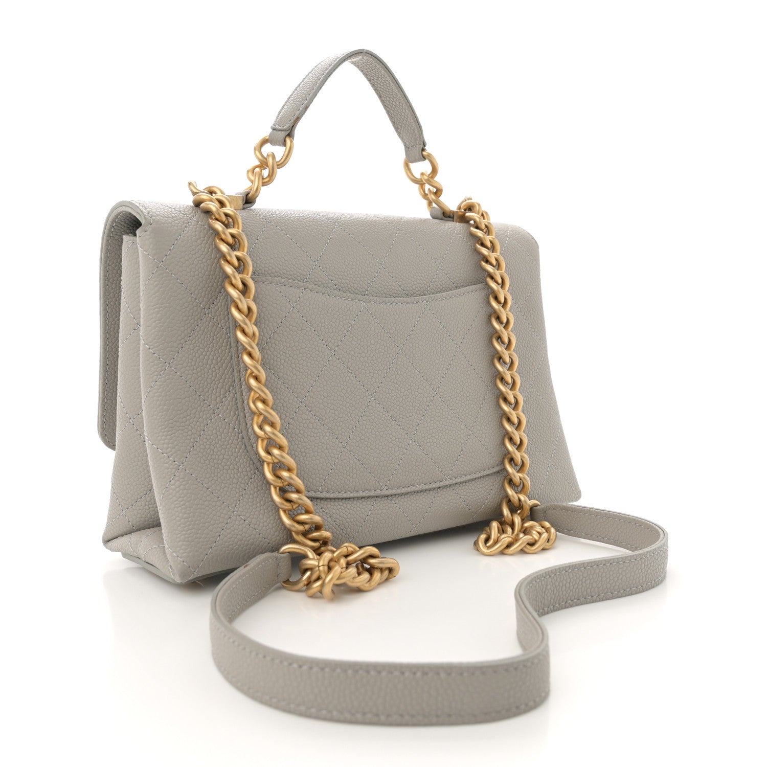 Chanel Grained Calfskin Small Stitched Flap Grey 3 of 15