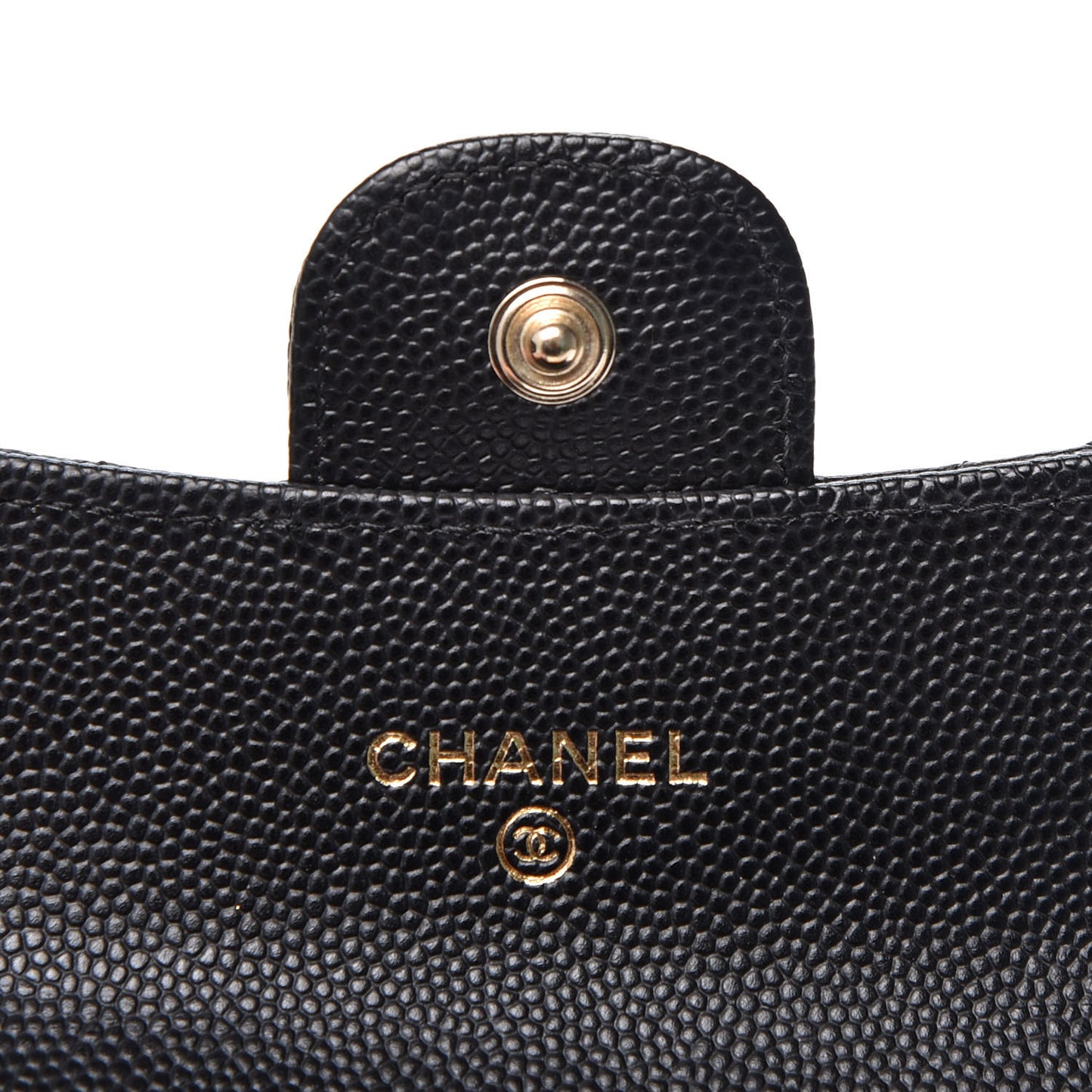 Caviar Quilted Flap Card Holder Wallet Black