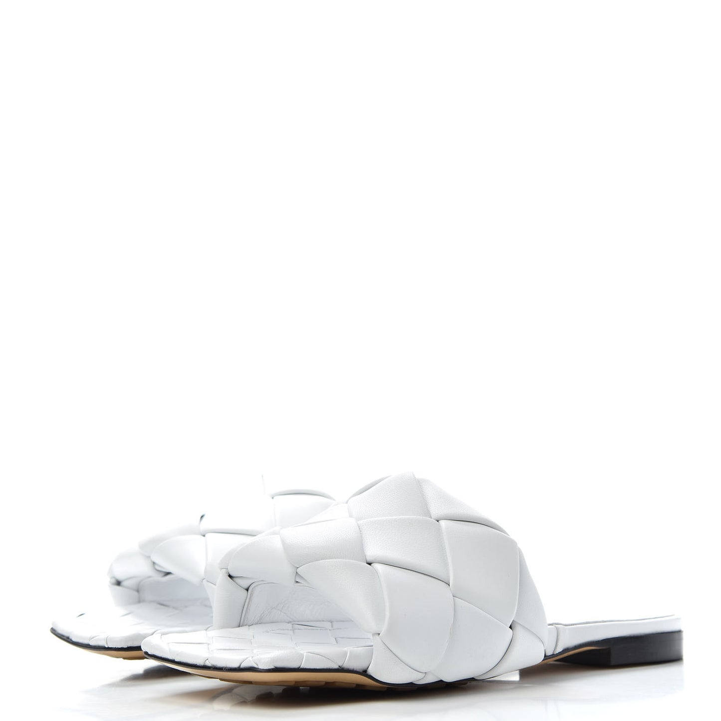Nappa Maxi Intrecciato Lido Flat Sandals 35 Optic White