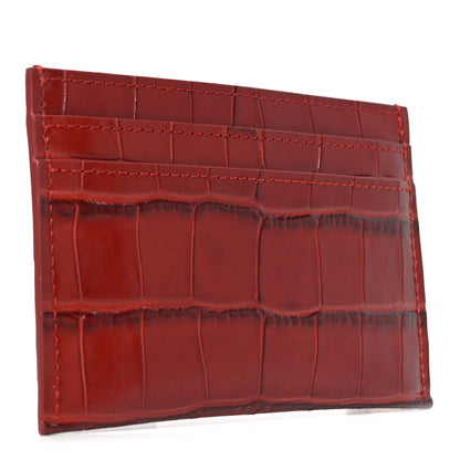 Chanel Calfskin Crocodile Embossed Crococo Card Holder Burgundy 3 of 8