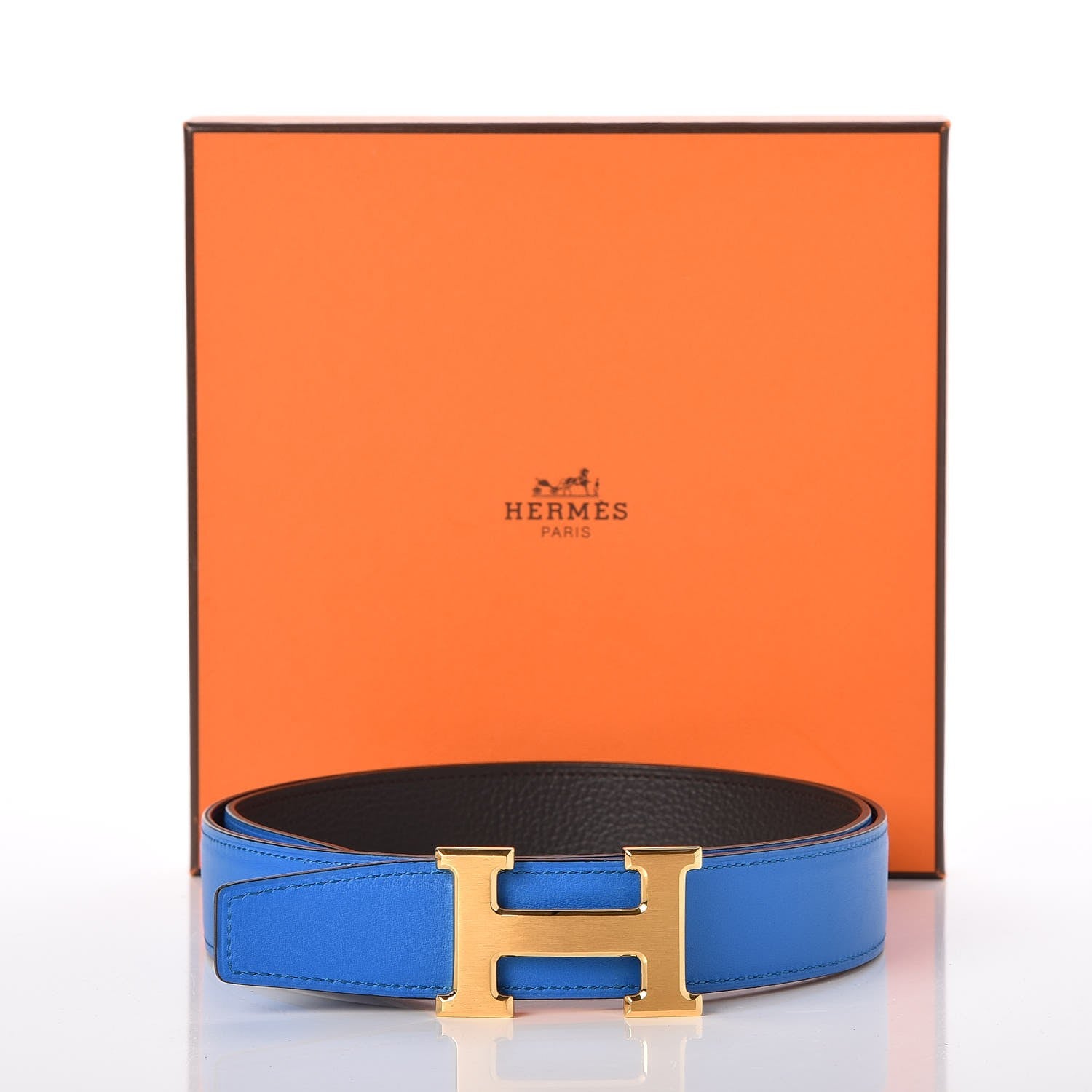 Hermes Polo Bullskin Swift 32mm H Belt 90 Bleu Hydra Macassar 9 of 9
