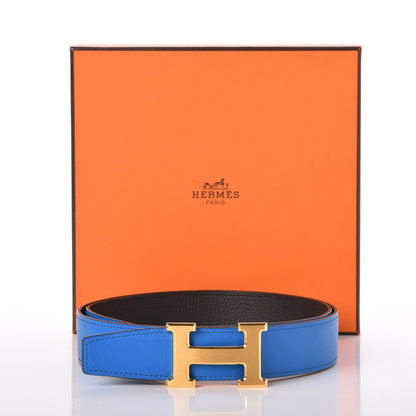 Hermes Polo Bullskin Swift 32mm H Belt 90 Bleu Hydra Macassar 9 of 9