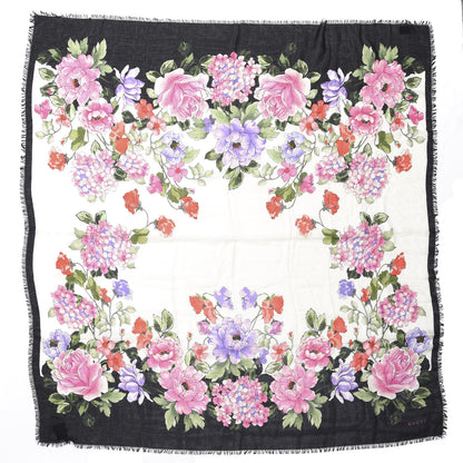 Gucci Wool Silk Rising Flowers Square Shawl White 1 of 4