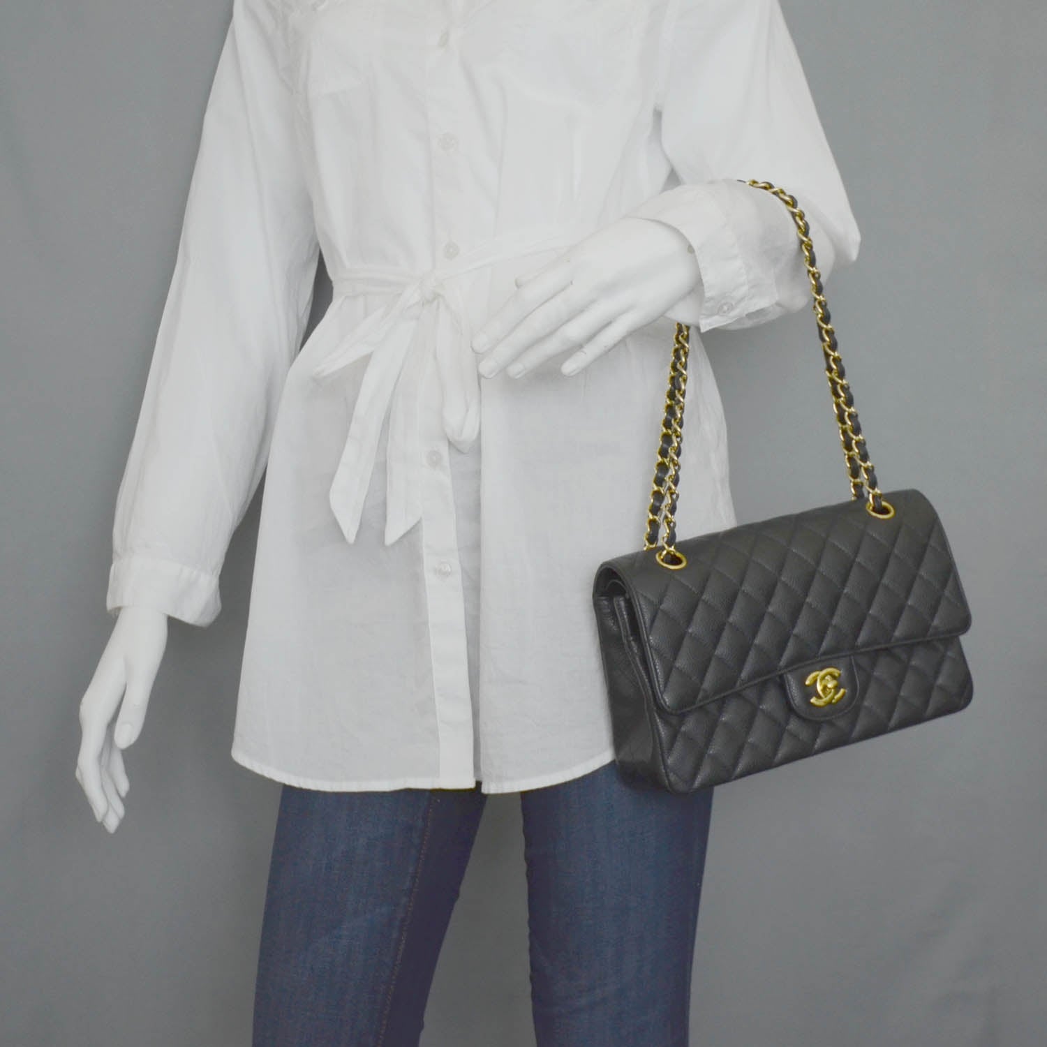 Chanel Caviar Quilted Medium Double Flap Black 2 of 12