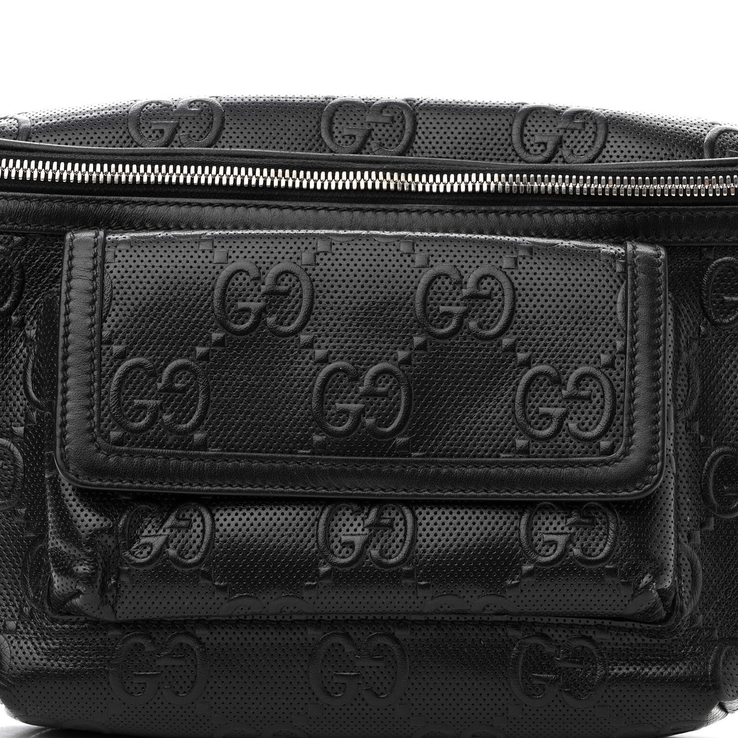 Gucci Calfskin GG Tennis Embossed Pocket Belt Bag Black 5 of 12