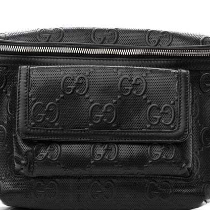 Gucci Calfskin GG Tennis Embossed Pocket Belt Bag Black 5 of 12