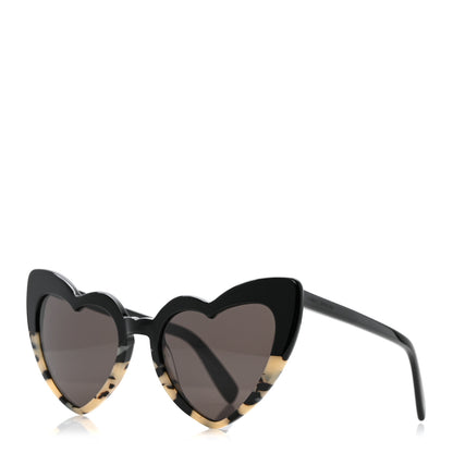 Saint Laurent Acetate Heart Frame Loulou SL181 Sunglasses Black White Havana 1 of 8