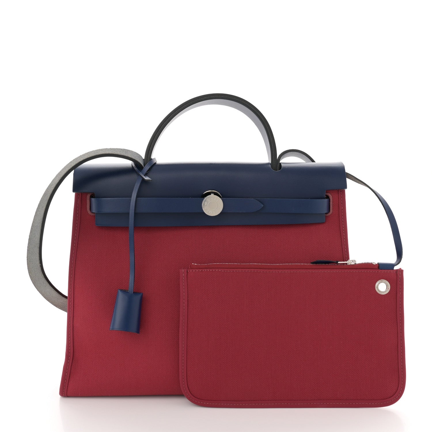 Hermes Military Toile Vache Hunter Herbag Zip 31 PM Rouge Grenat Bleu Saphir 3 of 12