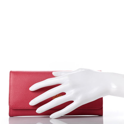 Prada Saffiano Metal Continental Flap Wallet Peonia 2 of 7