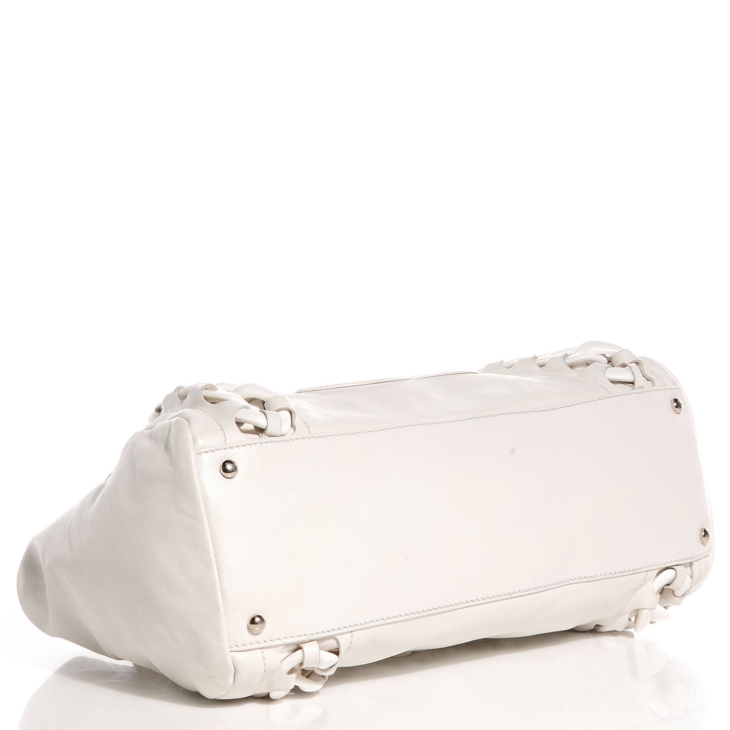 Calfskin Modern Chain Rhodoid Tote White