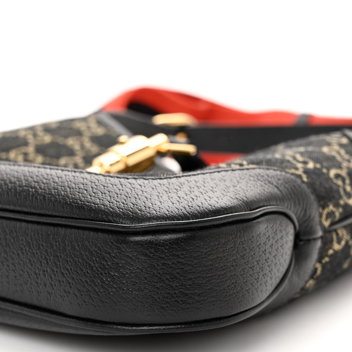 Gucci Jacquard Denim GG Monogram Small Jackie 1961 Hobo Black Ivory 9 of 9