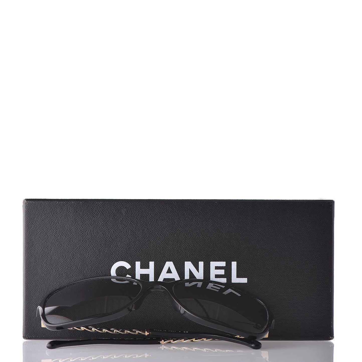 Lambskin Square Chain Sunglasses 5210-Q Black