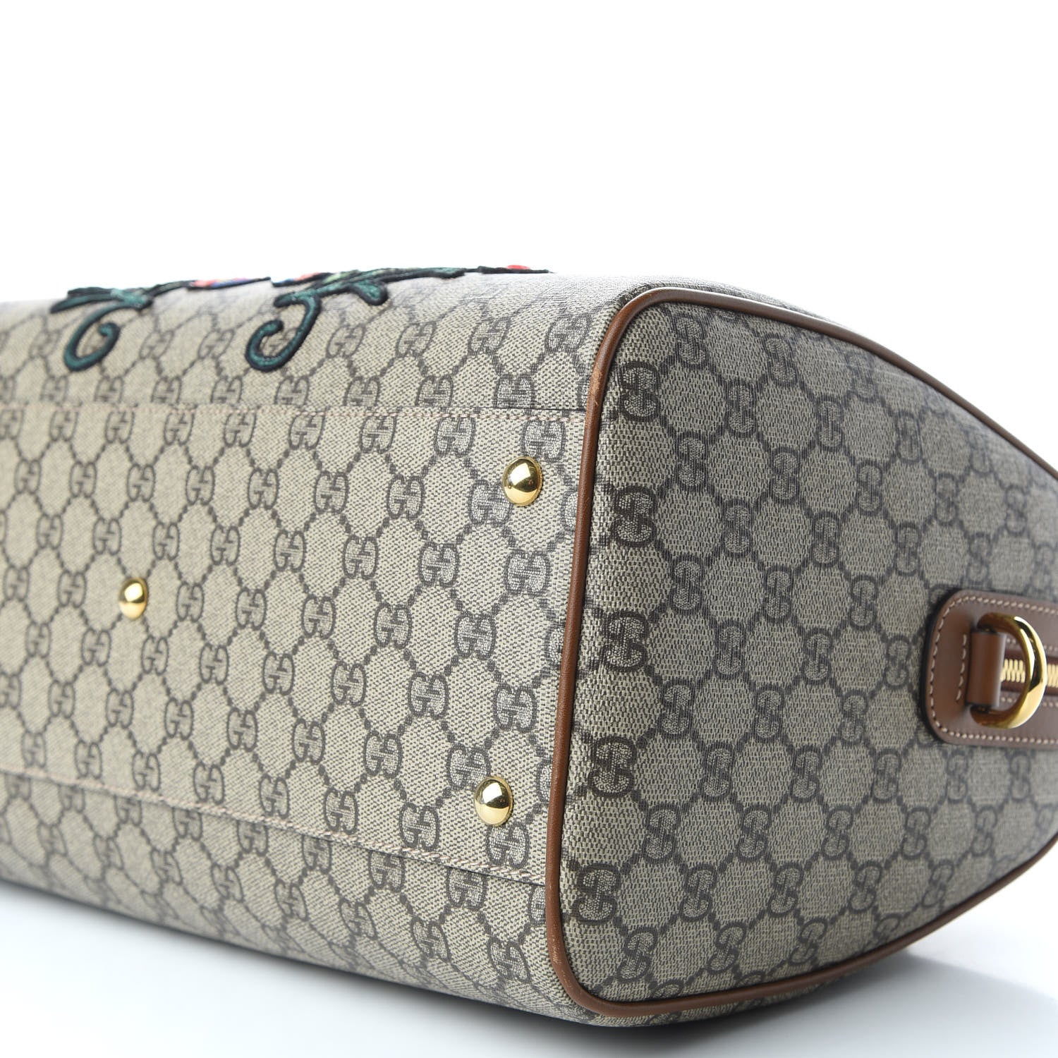Gucci GG Supreme Monogram Floral Embroidered Small Boston Brown 6 of 9