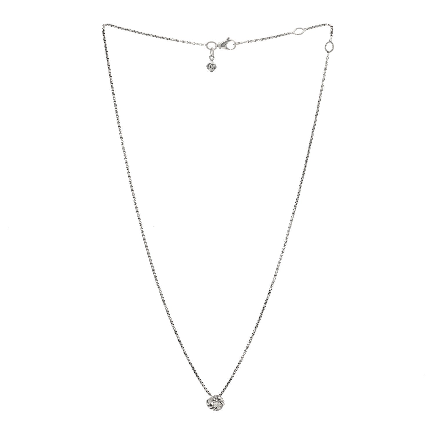 David Yurman Sterling Silver Diamond Petite Infinity Pendant Necklace 2 of 3