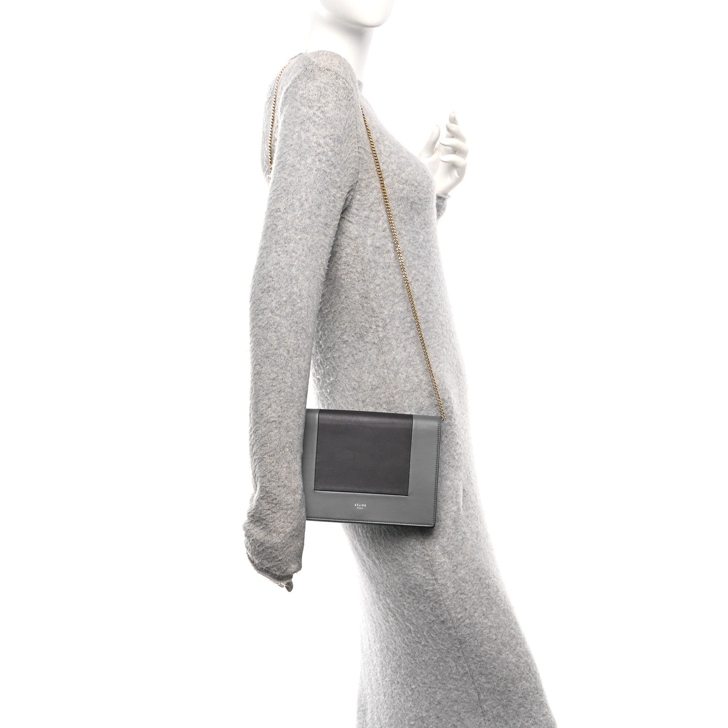 Celine Smooth Lambskin Frame Evening Chain Clutch Turchese Liquorice 2 of 9