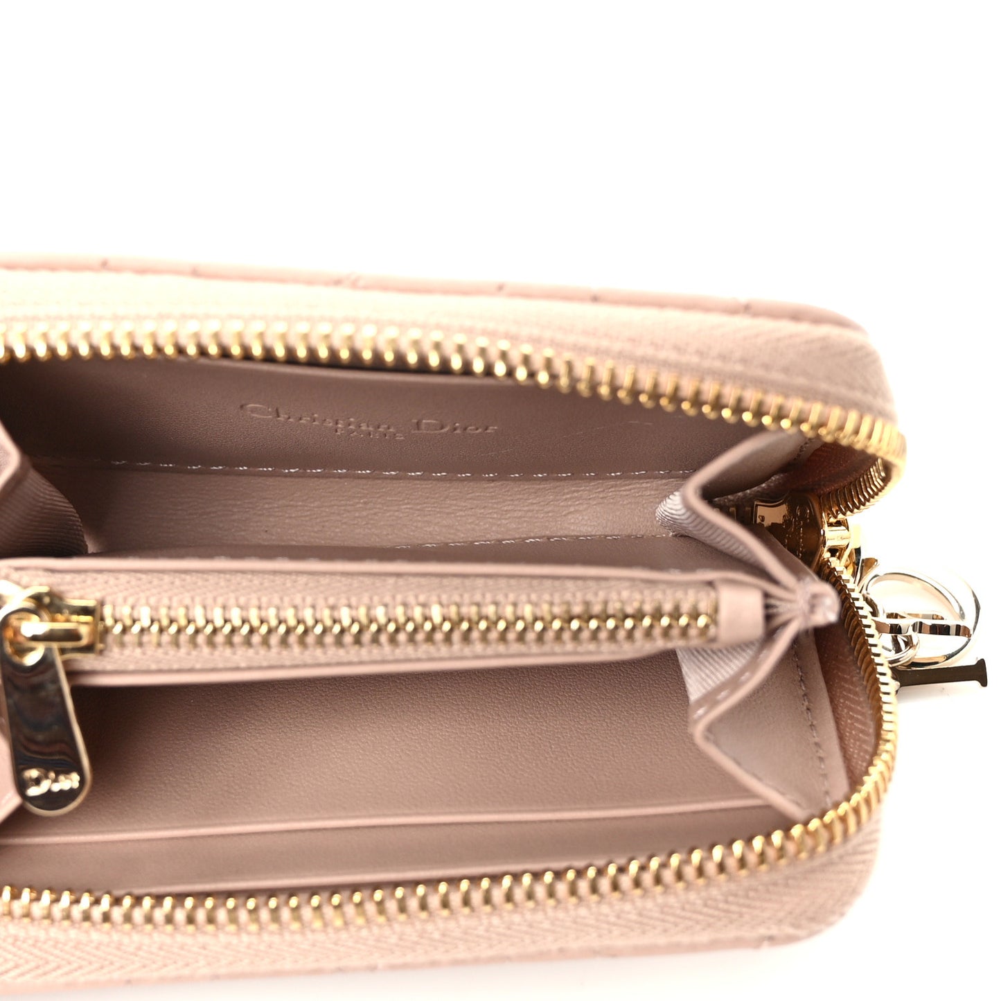 Lambskin Cannage Dioramour Small Lady Dior Voyageur Coin Purse Wallet Pink