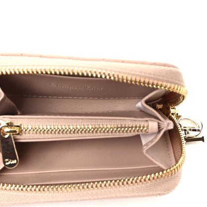 Christian Dior Lambskin Cannage Dioramour Small Lady Dior Voyageur Coin Purse Wallet Pink 5 of 7