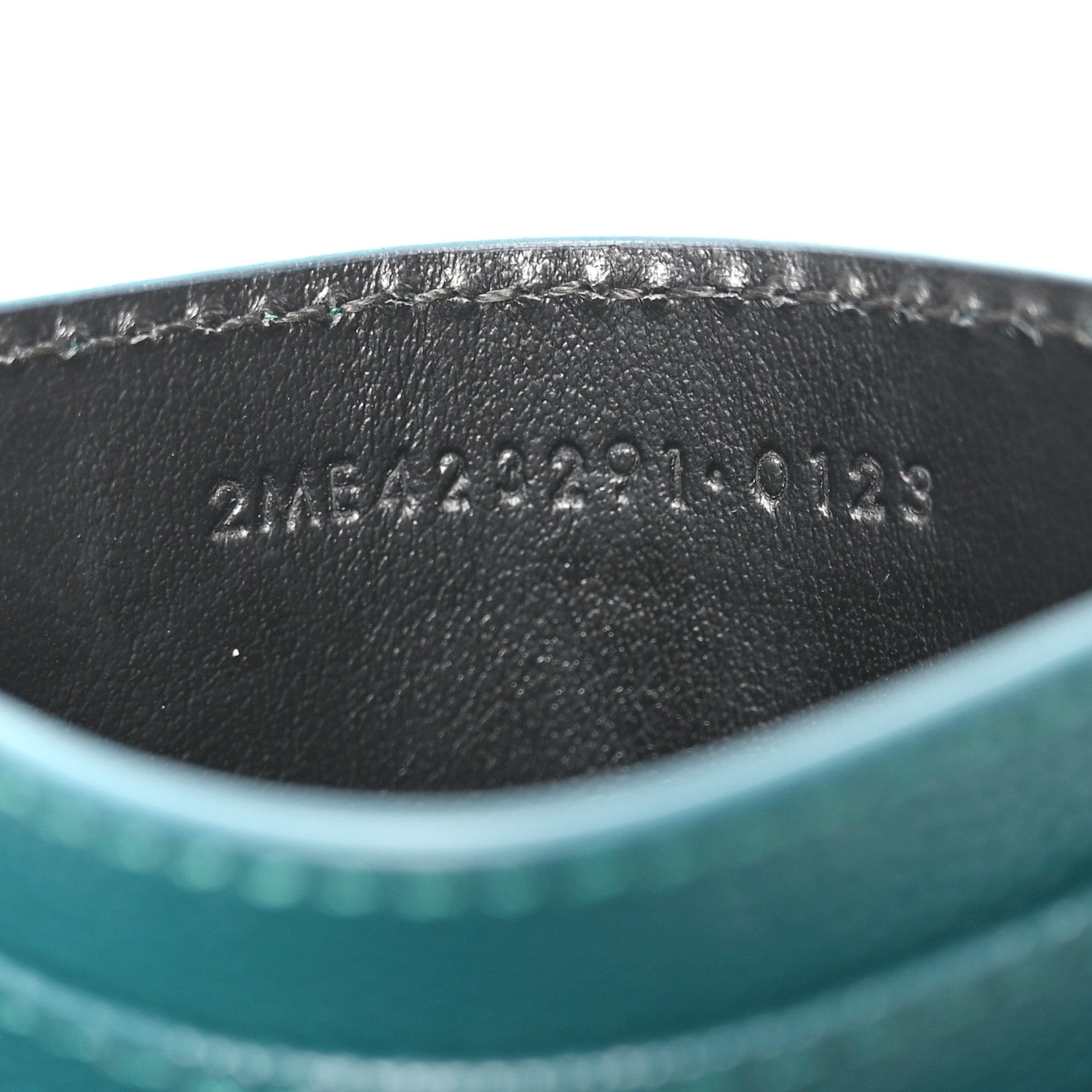 Saint Laurent Grain De Poudre Matelasse Chevron Monogram Credit Card Case Peacock Green 7 of 7