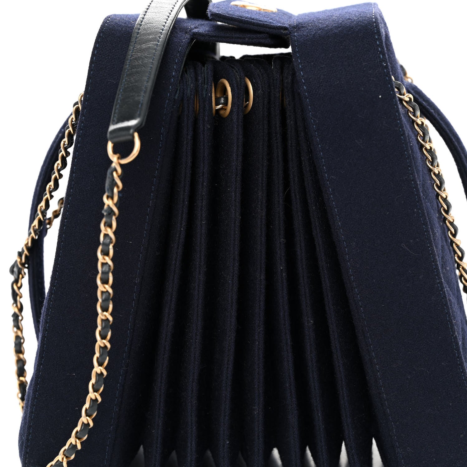 Chanel Wool Felt Accordion Bag Navy 8 of 10