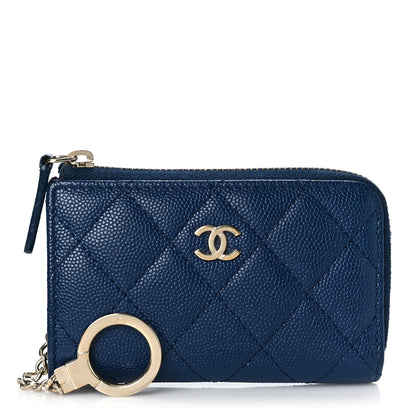 Chanel Caviar Quilted Key Holder Case Navy 1 of 9