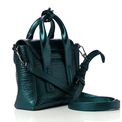 3.1 Phillip Lim Metallic Textured Calfskin Mini Pashli Satchel Turquoise 3 of 13