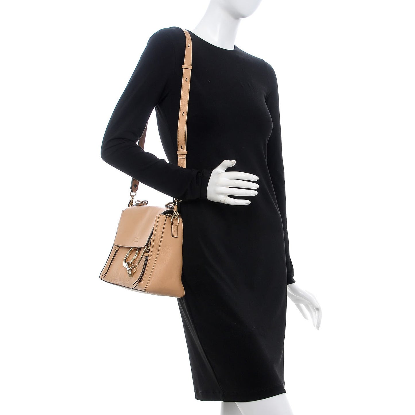 Calfskin Small Faye Day Shoulder Bag Blush Nude