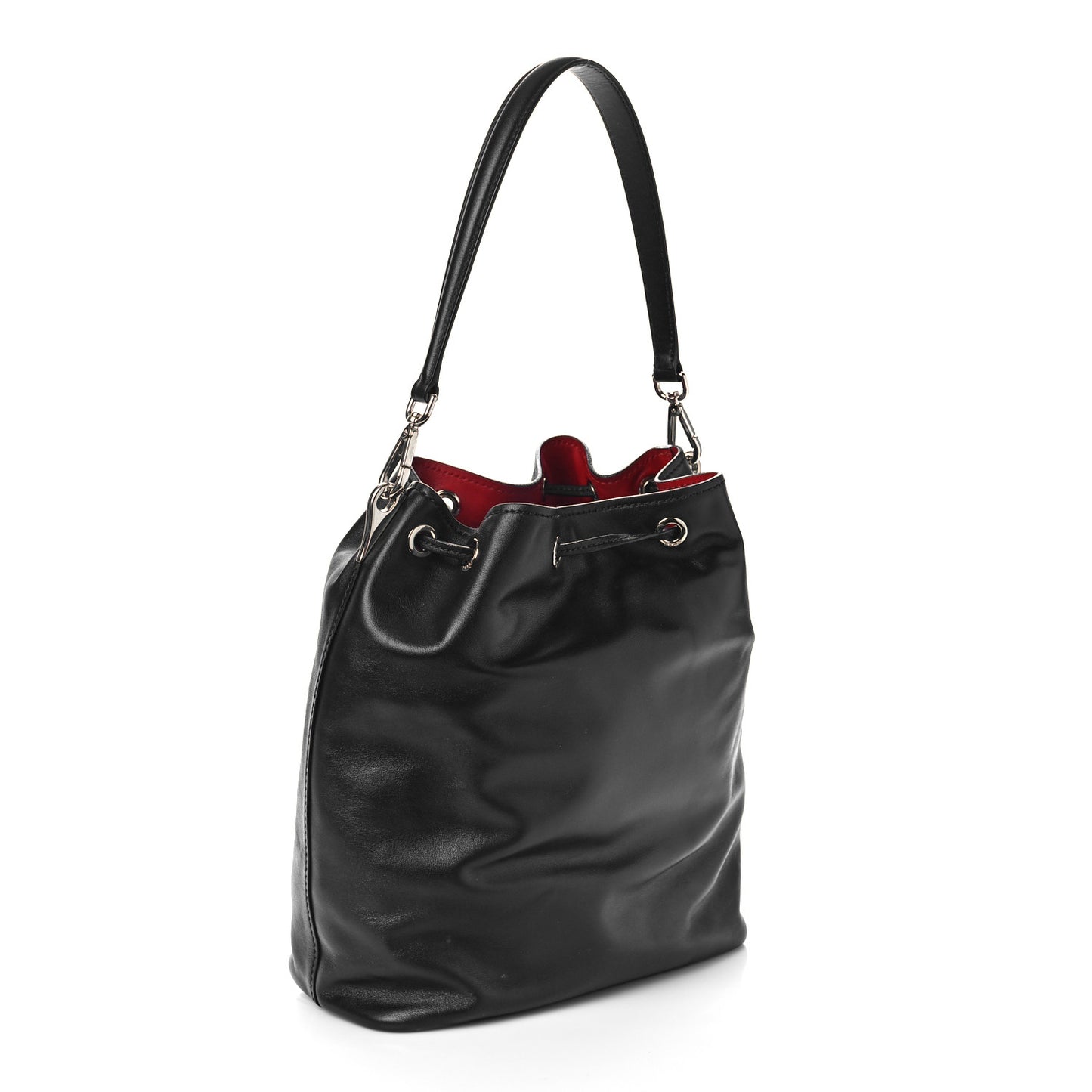 Soft Calfskin Bucket Bag Black Fuoco