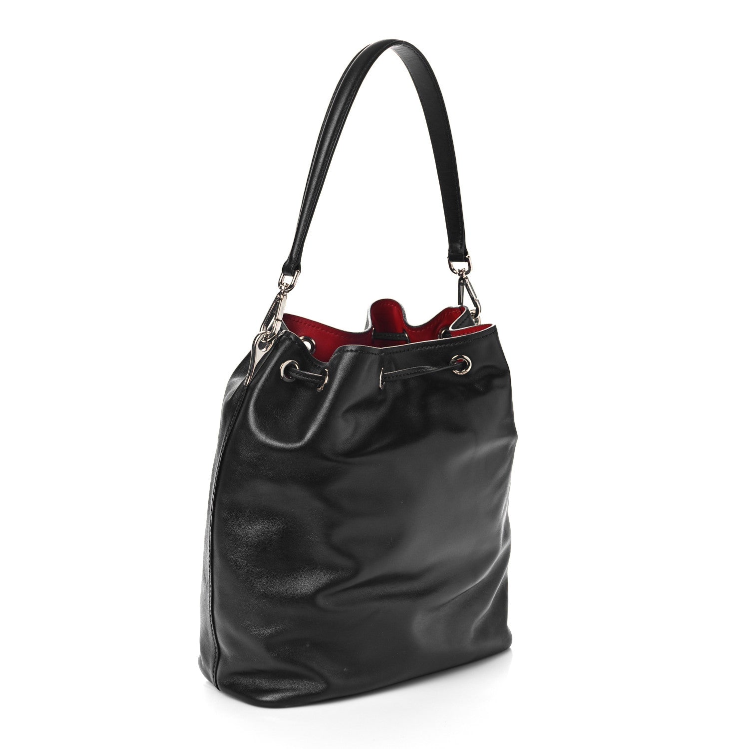 Prada Soft Calfskin Bucket Bag Black Fuoco 3 of 8