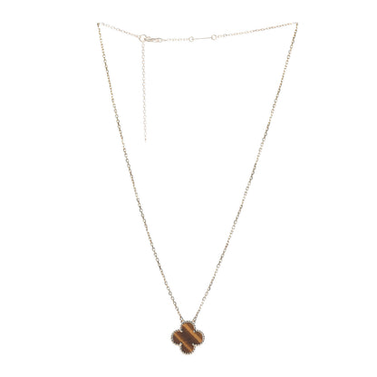 Van Cleef & Arpels 18K Yellow Gold Tiger Eye Vintage Alhambra Pendant Necklace 3 of 7