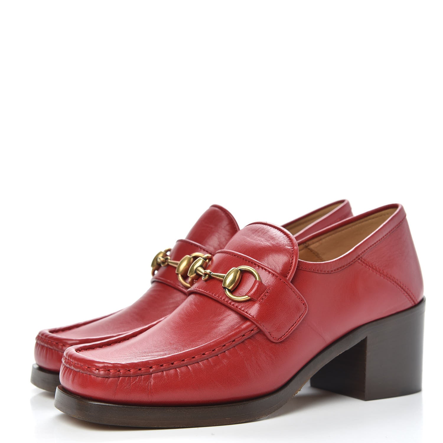 Gucci Malaga Kid Horsebit Loafer Pumps 36 Hibiscus Red 3 of 9