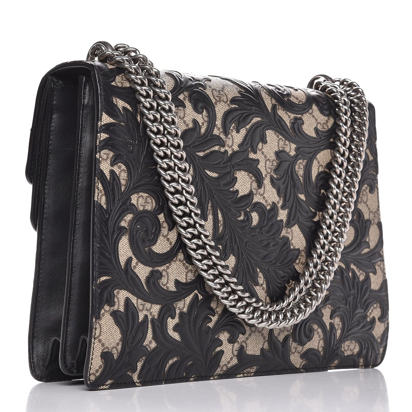 GG Supreme Monogram Arabesque Medium Dionysus Shoulder Bag Black