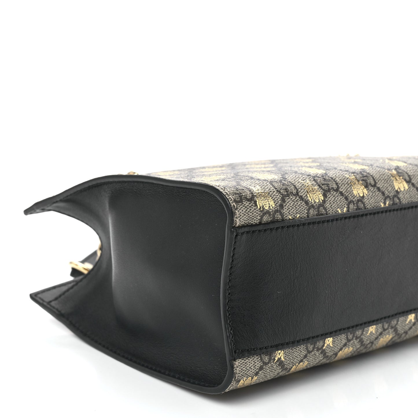 GG Supreme Monogram Bees Small Padlock Tote Beige Oro Black