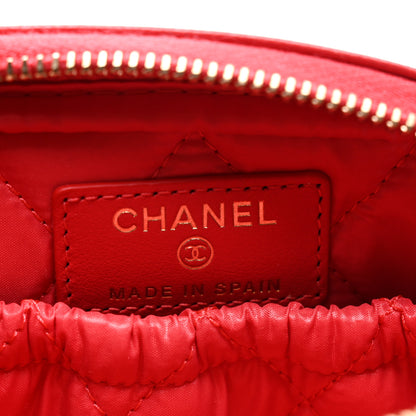 Chanel Caviar Quilted Small Curvy Pouch Cosmetic Case Red 6 of 8