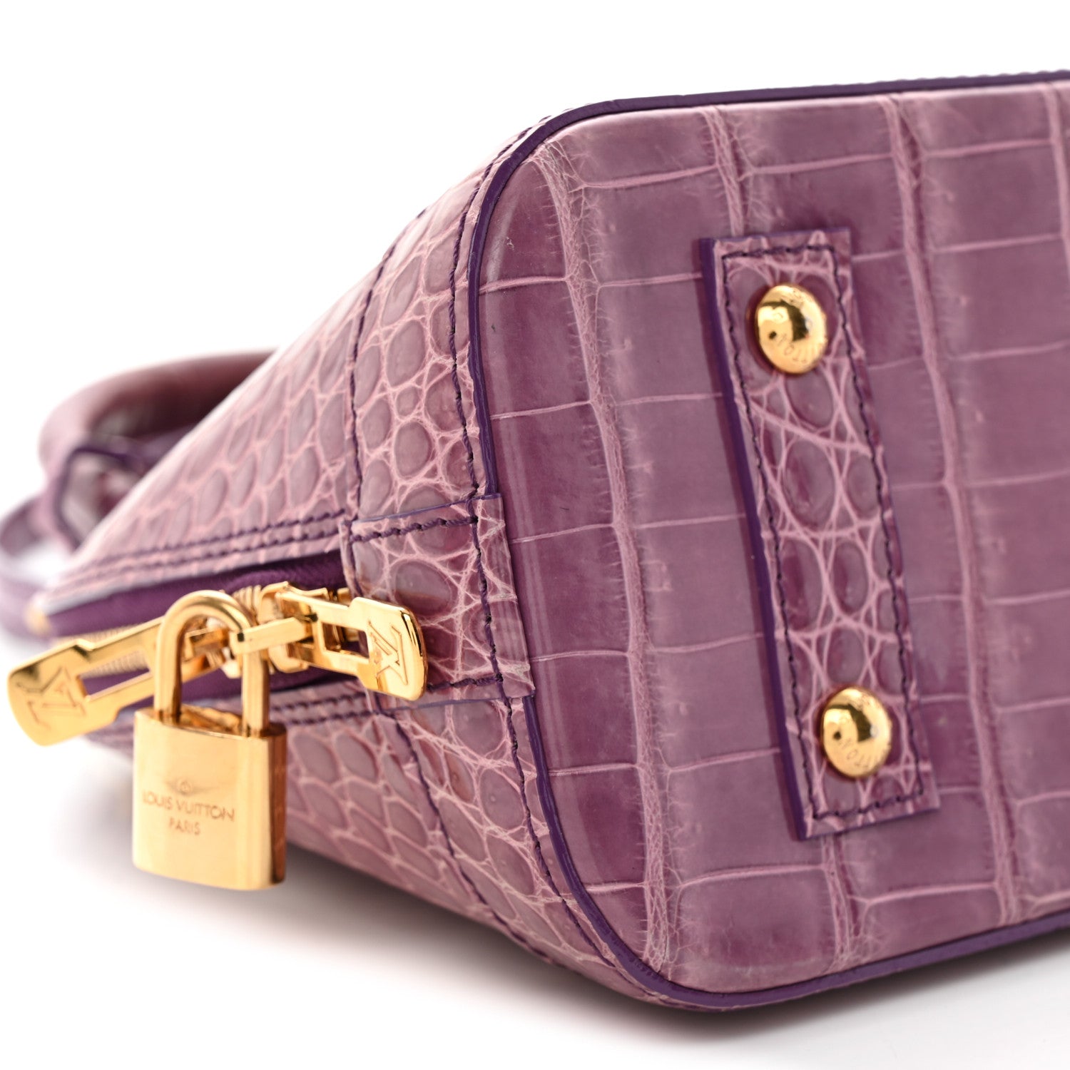 Louis Vuitton Shiny Crocodile Alma BB Purple 8 of 9