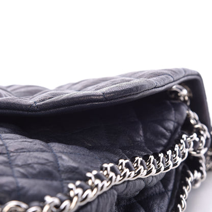 Chanel Washed Lambskin Quilted Chain Around Maxi Flap Dark Navy Blue 13 of 13