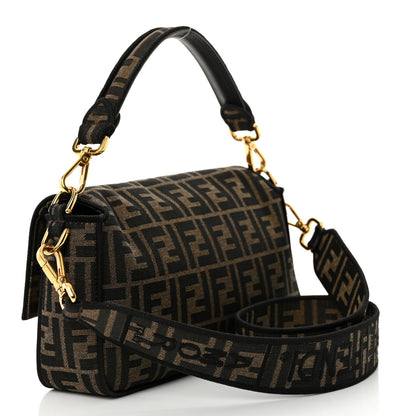 Fendi Fabric Jacquard FF 1974 Medium Baguette Tobacco Moro Black 3 of 11