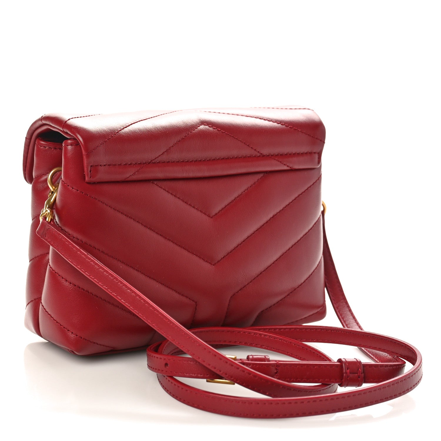 Saint Laurent Calfskin Y Quilted Monogram Toy Loulou Crossbody Bag Opyum Red 3 of 8