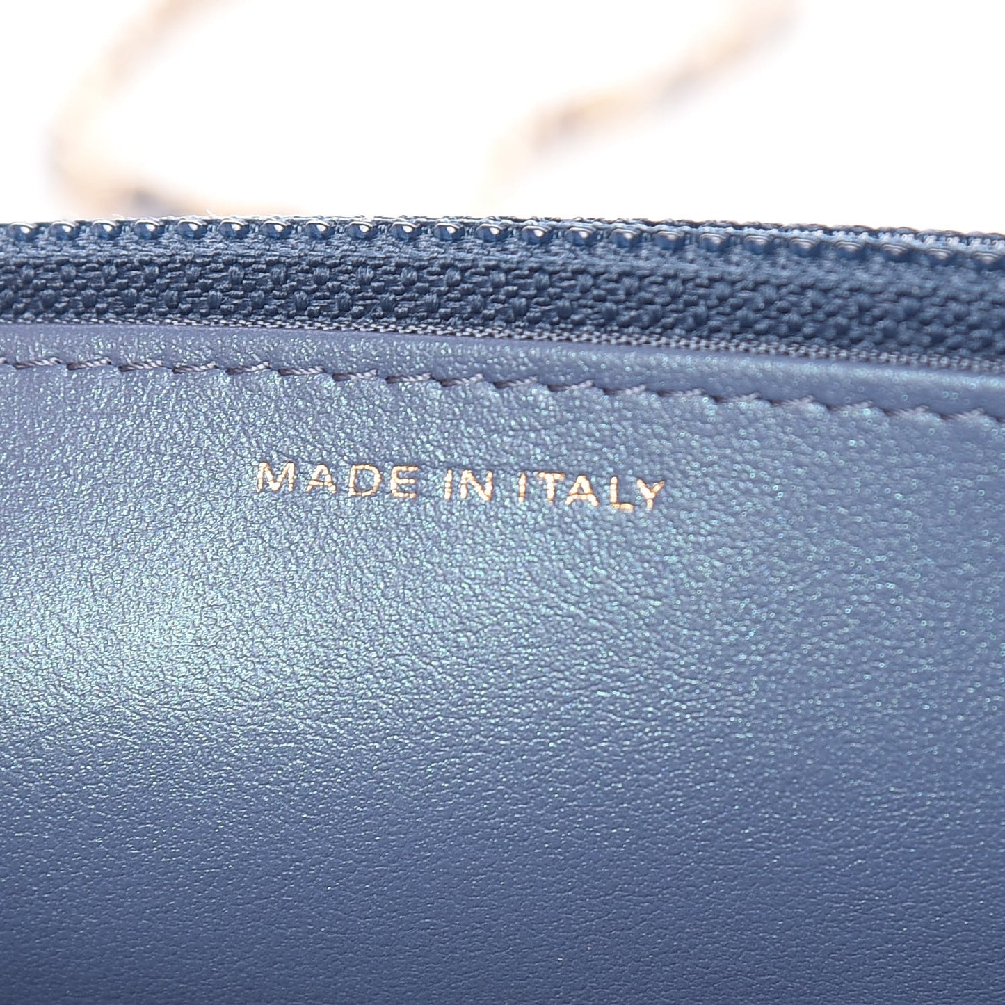 Iridescent Caviar Quilted Wallet On Chain WOC Dark Blue