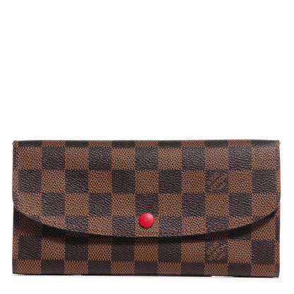 Louis Vuitton Damier Ebene Emilie Wallet Red 1 of 8