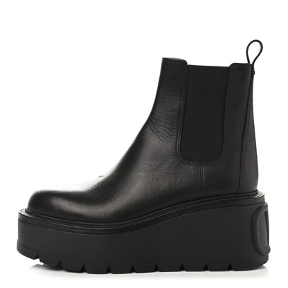 Valentino Garavani Calfskin VLOGO Uniqueform Chelsea 55/85mm Flatform Ankle Boots 38 Black 1 of 8