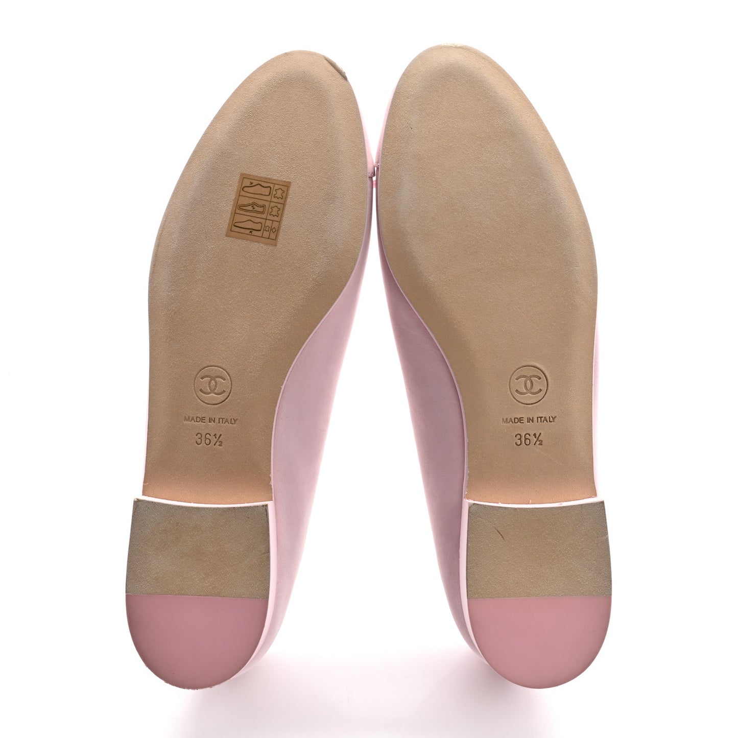 Suede Calfskin Cap Toe CC Ballerina Flats 36.5 Light Pink