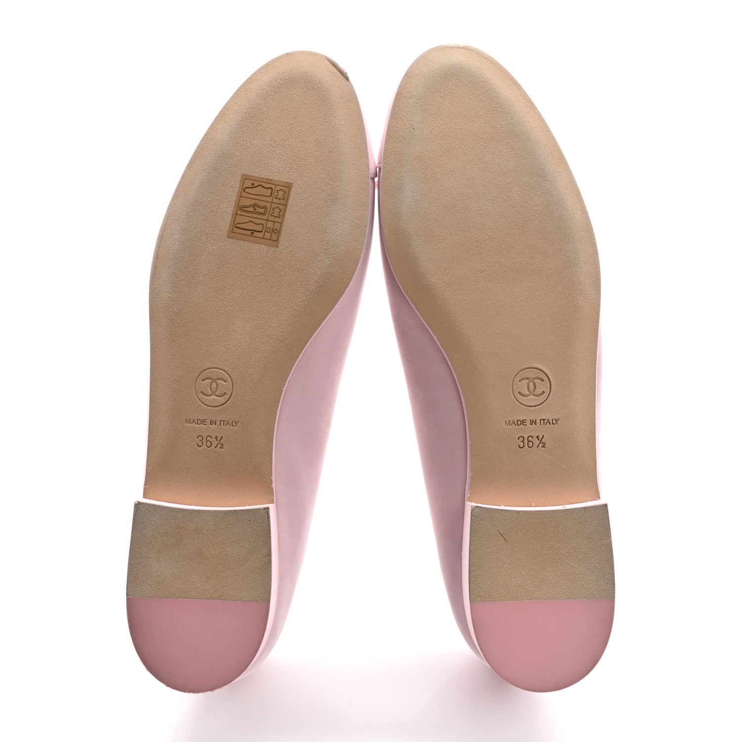 Chanel Suede Calfskin Cap Toe CC Ballerina Flats 36.5 Light Pink 6 of 10