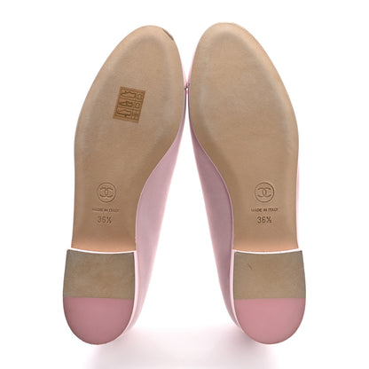 Chanel Suede Calfskin Cap Toe CC Ballerina Flats 36.5 Light Pink 6 of 10