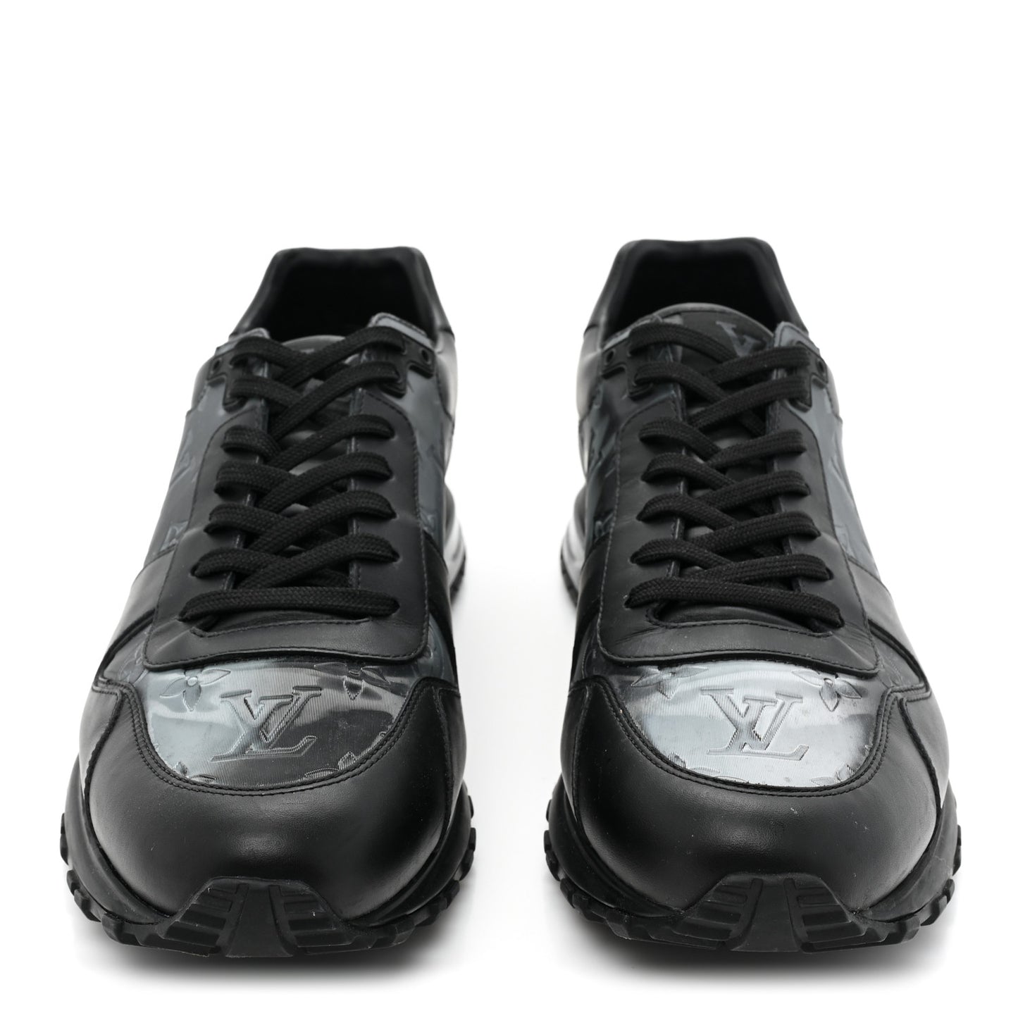 Iridescent Textile Monogram Calfskin Mens Run Away Sneakers 10 Black