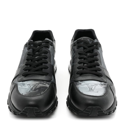 Louis Vuitton Iridescent Textile Monogram Calfskin Mens Run Away Sneakers 10 Black 2 of 11