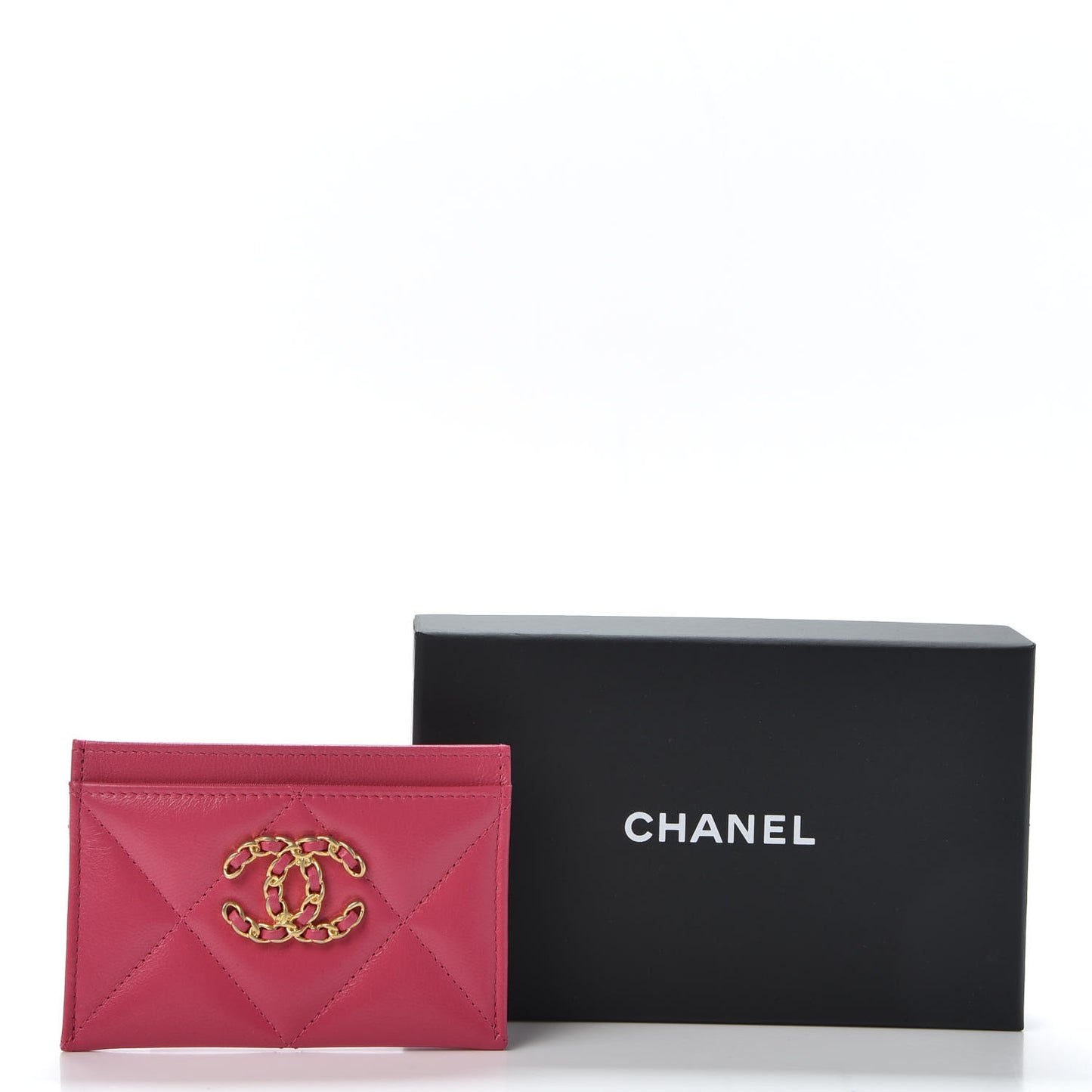 Shiny Goatskin Quilted 19 Card Holder Dark Pink