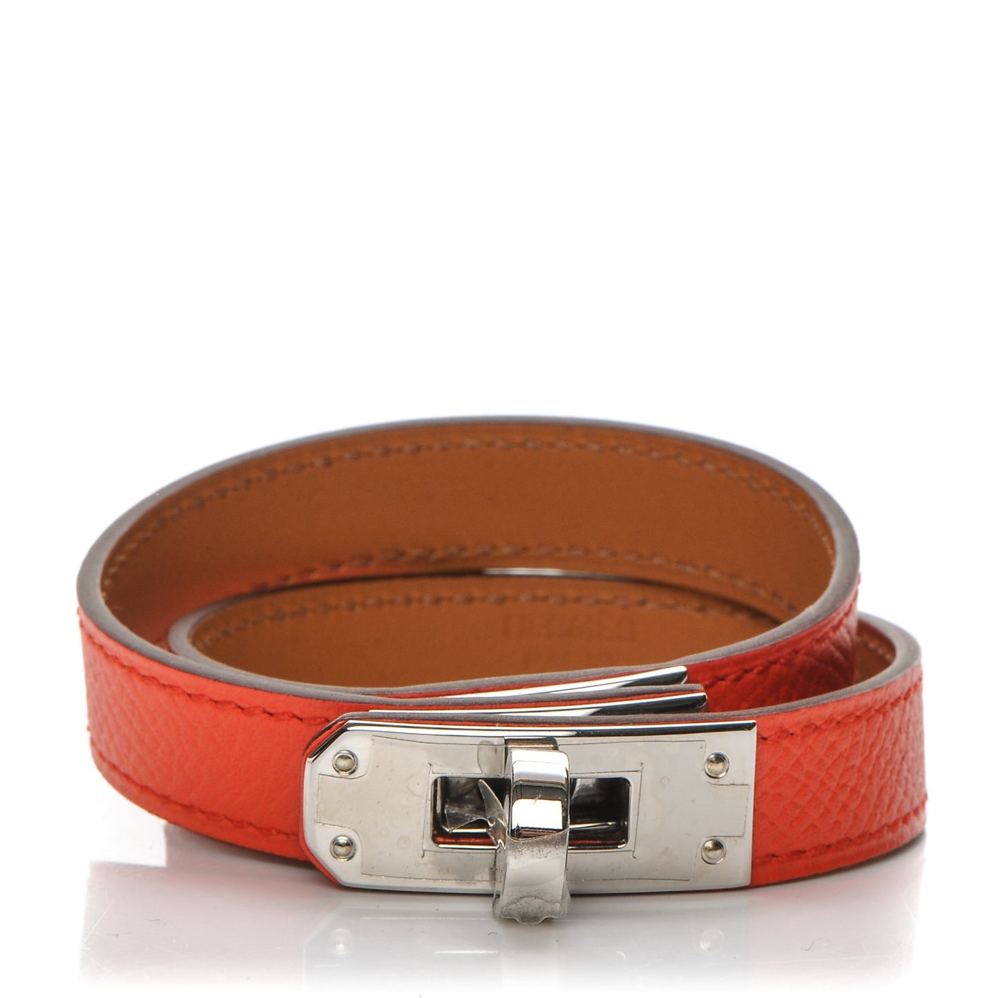 Epsom Kelly Double Tour Bracelet S Orange Poppy