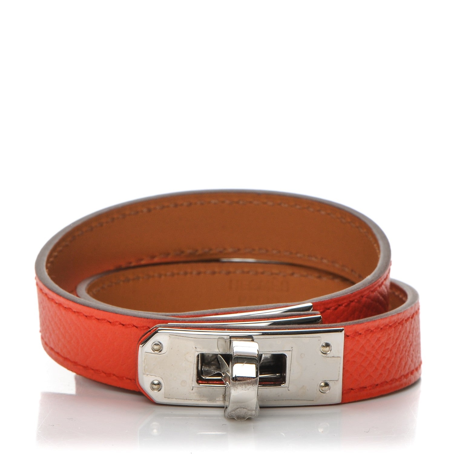 Hermes Epsom Kelly Double Tour Bracelet S Orange Poppy 1 of 8