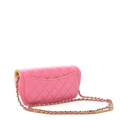 Chanel Lambskin Quilted Glasses Case With Chain Pink Yellow 3 of 12