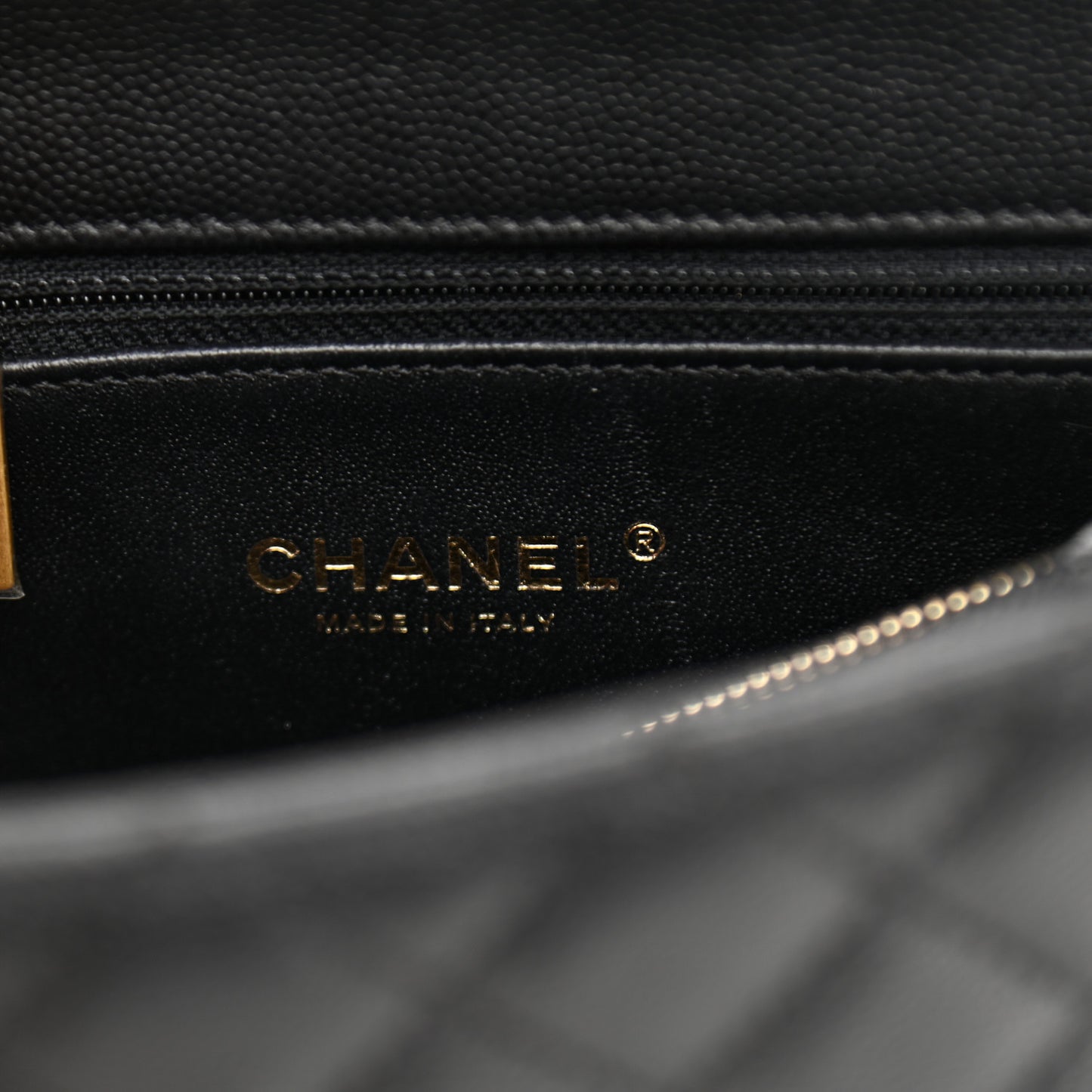 Caviar Lizard Embossed Quilted Small Coco Handle Flap Black